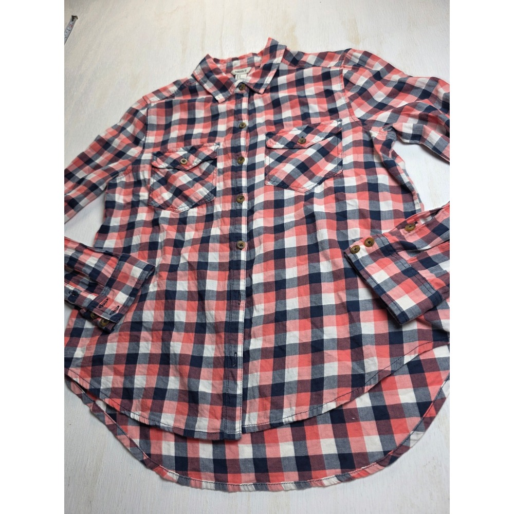 Forever 21 Plaid Button Down Shirt Red Navy Blue Boho Western Grunge Small